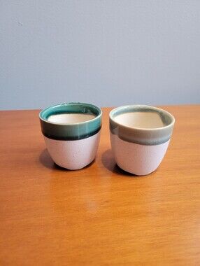 Costa Farms Mini Ceramic Plant Pots Set of 2 Green 2" Tiny Planters